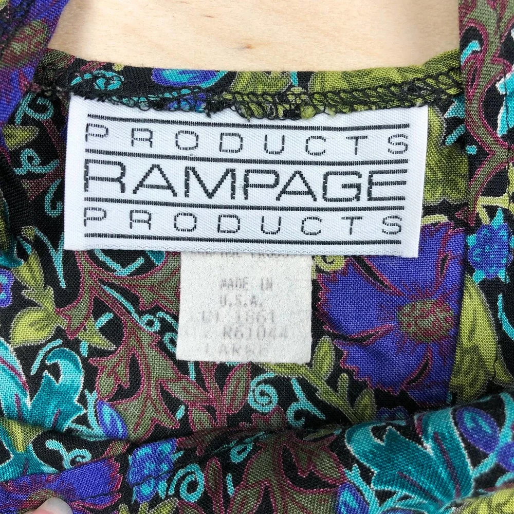 Vintage 1980s Jewel Tone Floral Tank Top - Picture 4 of 6